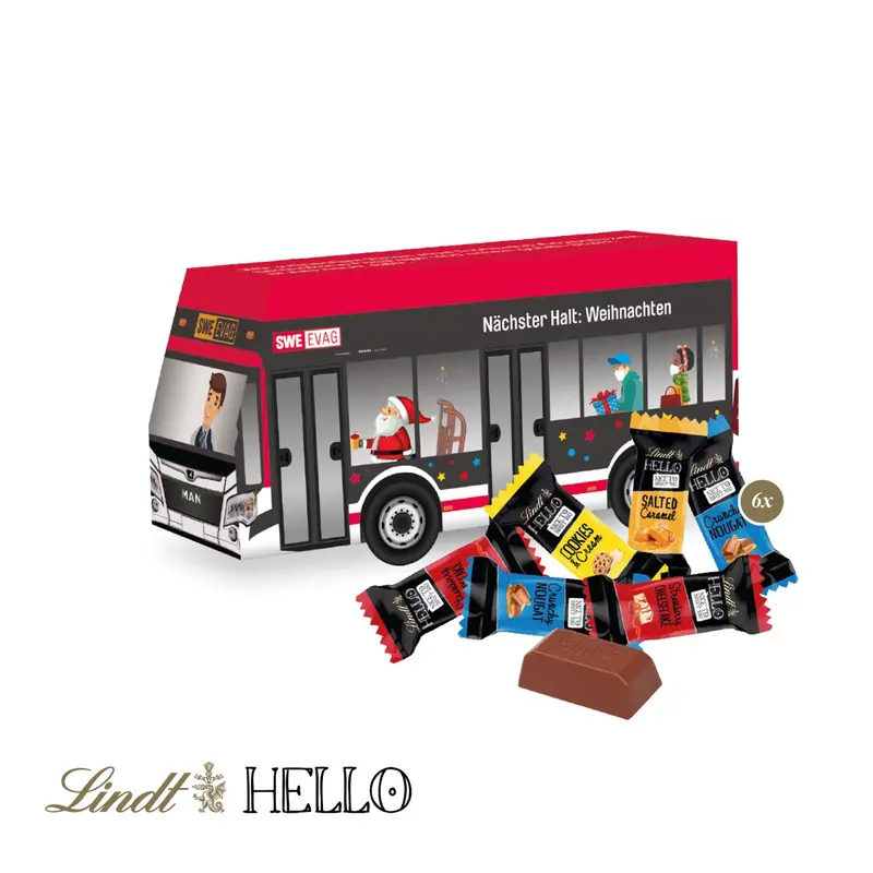 3D Präsent Bus mit Lindt HELLO
