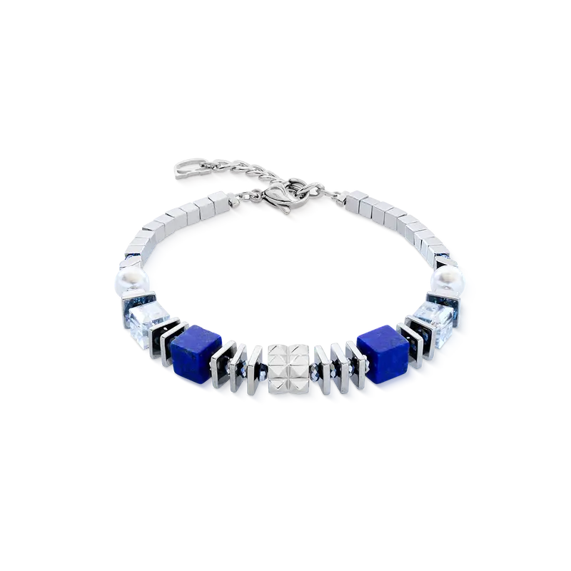 Armband Statement Cube Facets silber-blau