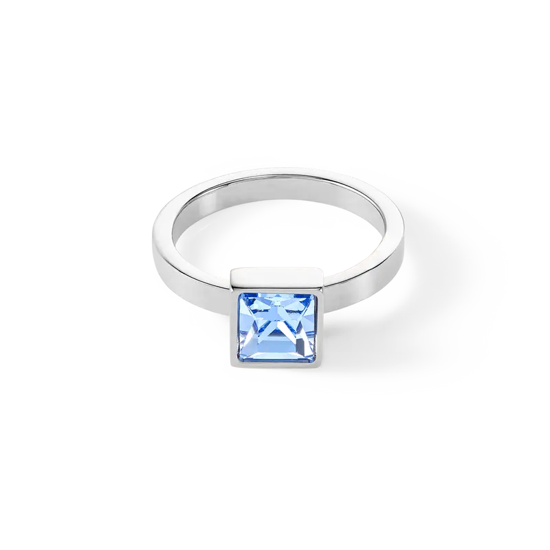 Brilliant Square big Ring silber hellblau