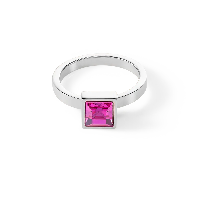 Brilliant Square big Ring silber pink