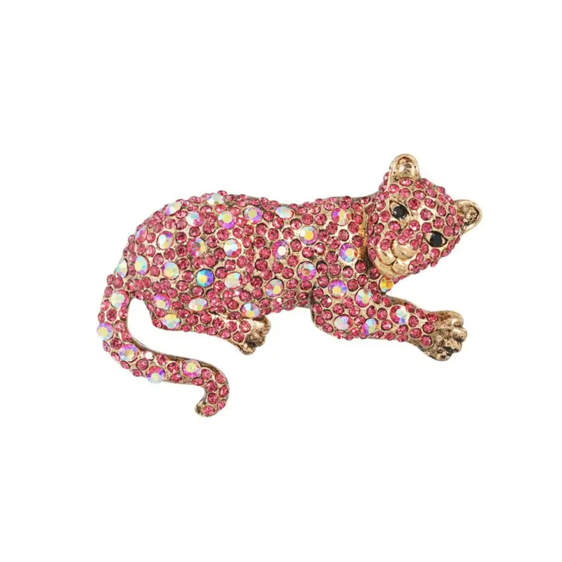 Damen Brosche 'Leopard' pink
