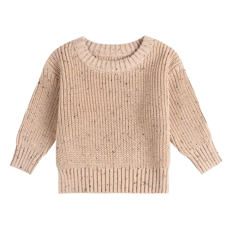 Kinder Grobstrick Pullover 'Dots' khaki