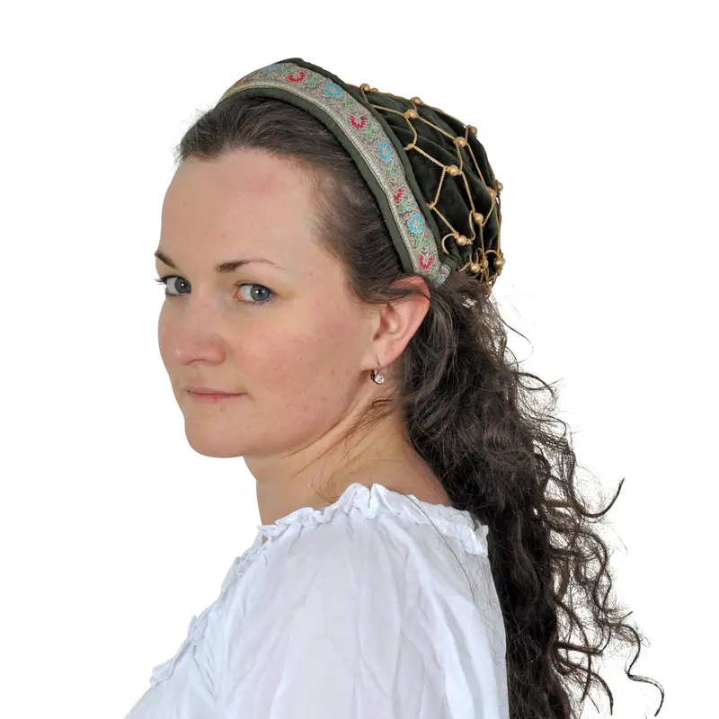 Medieval Hood with Border - Green