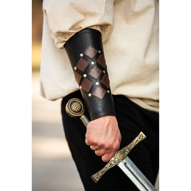 Medieval Leather Bracer Orm black-brown