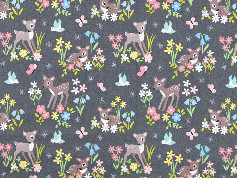 Patchworkstoff - Baumwolle Stoff - So Daring Deer, grau